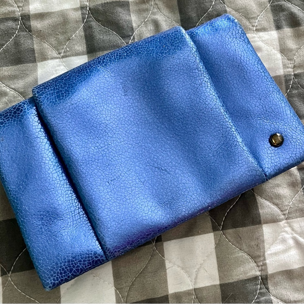 Halston Heritage Blue Metallic Clutch